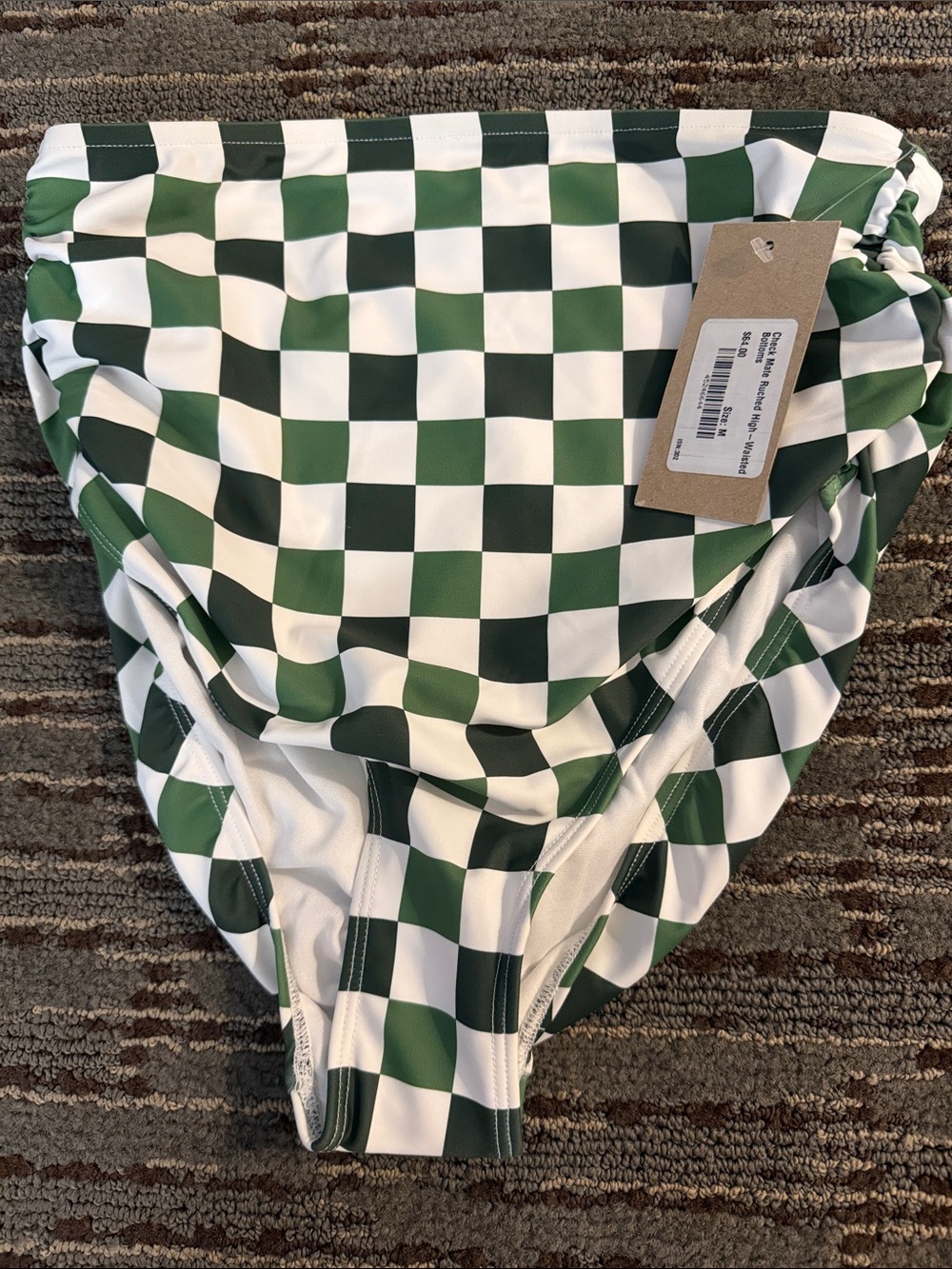 Albion Fit Checkmate Green and White High Waisted Bottoms
